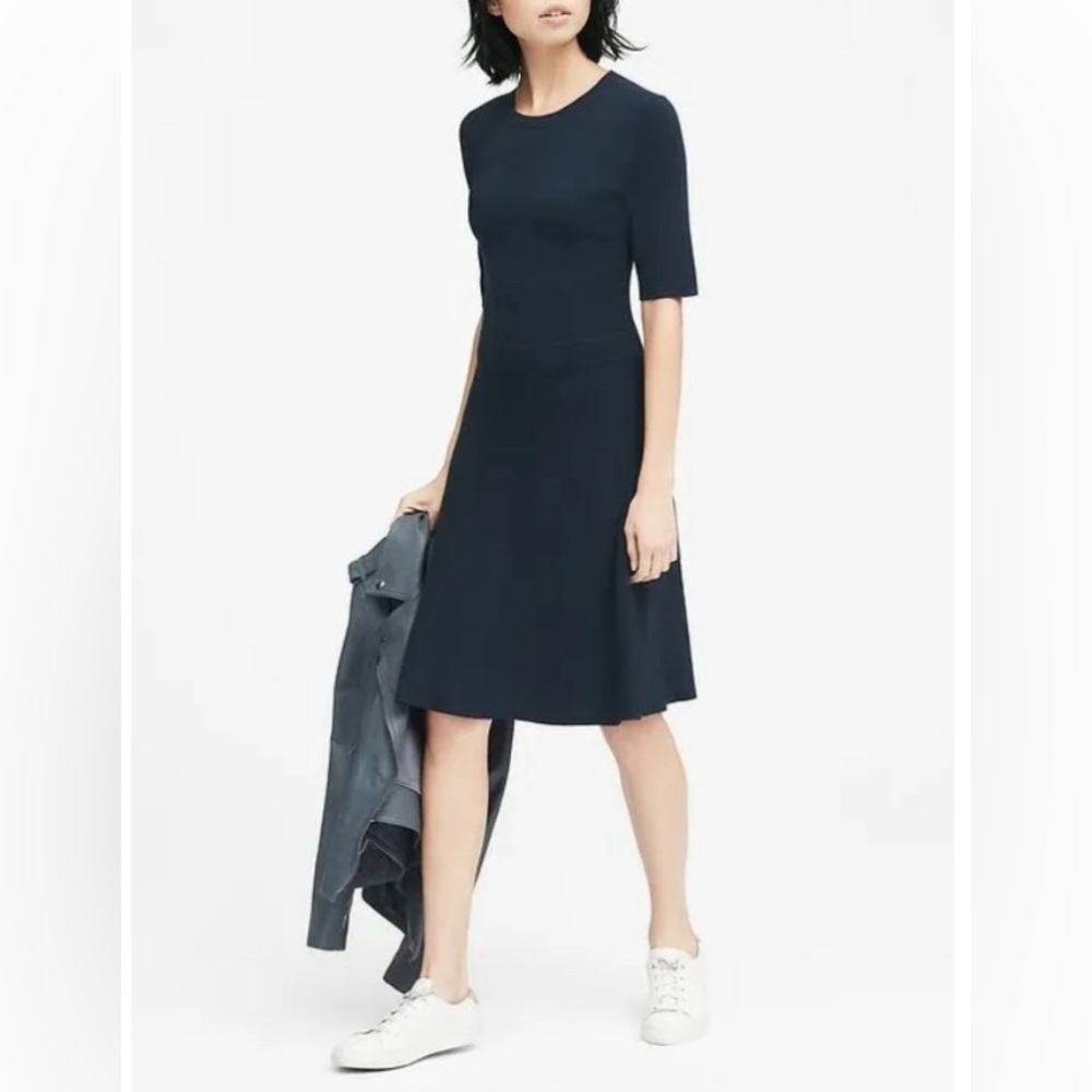 Banana Republic Ribbed Knit Fit and Flare Sweater Dress- XS